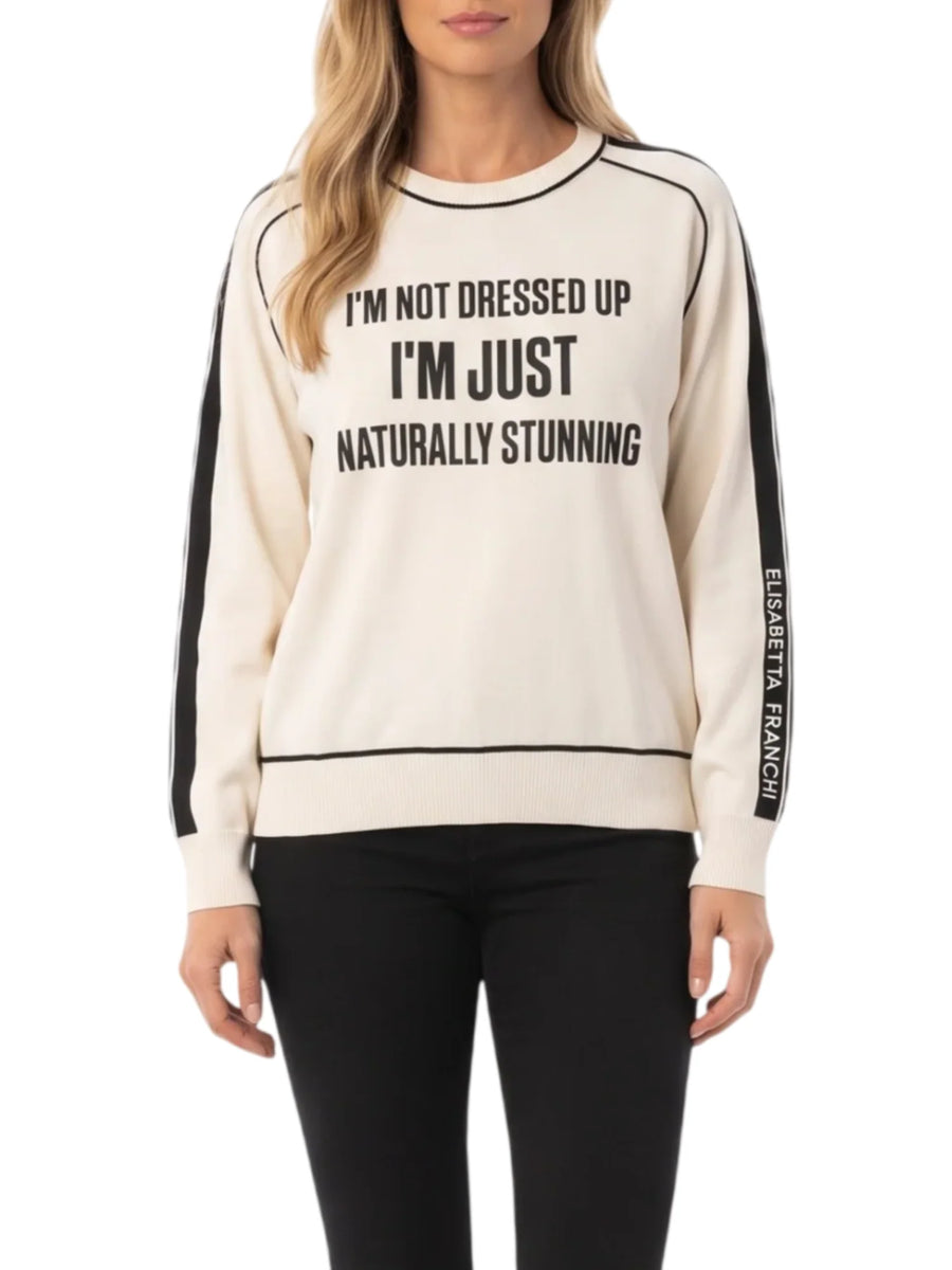 Elisabetta Franchi maglia donna con stampa panna nero MK14S66 E84 ELISABETTA FRANCHI 