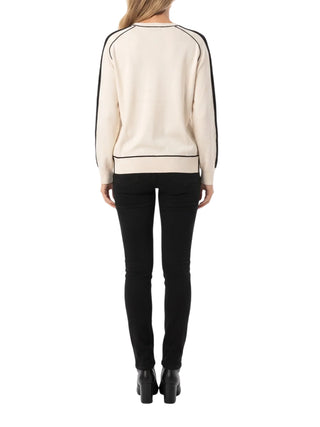 Elisabetta Franchi maglia donna con stampa panna nero MK14S66 E84 ELISABETTA FRANCHI 