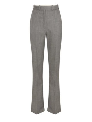 Elisabetta Franchi pantaloni a zampa donna in fresco lana grigio melange PA18667 431 ELISABETTA FRANCHI 