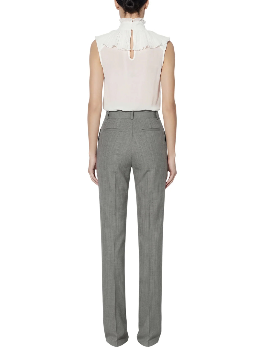 Elisabetta Franchi pantaloni a zampa donna in fresco lana grigio melange