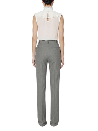 Elisabetta Franchi pantaloni a zampa donna in fresco lana grigio melange PA18667 431 ELISABETTA FRANCHI