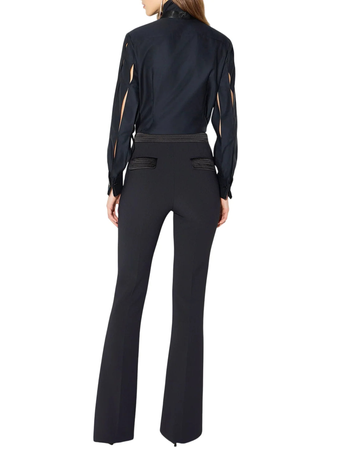 Elisabetta Franchi pantaloni a zampa con banda satin nero