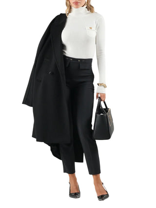 Elisabetta Franchi pantaloni donna in tessuto crepe slim nero PA19566 110 ELISABETTA FRANCHI