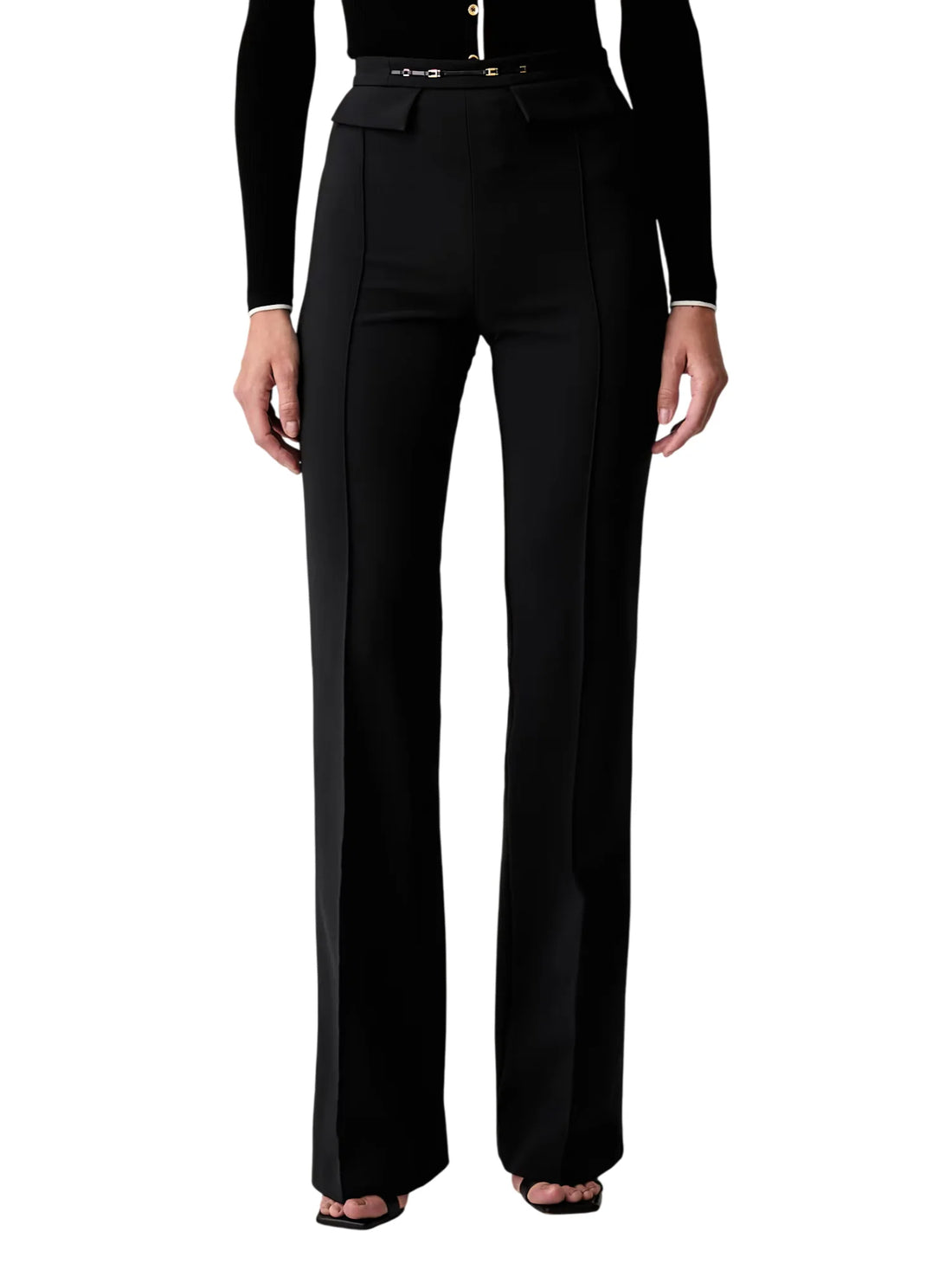 Elisabetta Franchi pantaloni a zampa in tessuto crepe nero