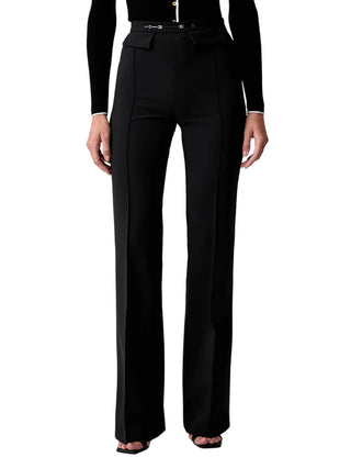 Elisabetta Franchi pantaloni a zampa in tessuto crepe nero PA19666 110 ELISABETTA FRANCHI 