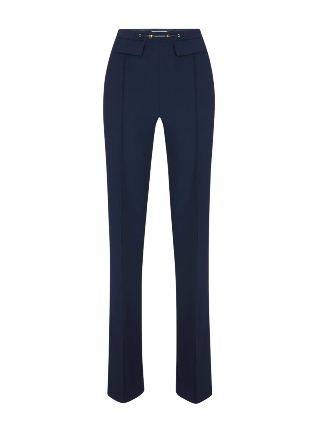 Elisabetta Franchi pantaloni a zampa in tessuto crepe blu