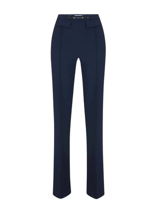 Elisabetta Franchi pantaloni a zampa in tessuto crepe blu PA19666 H88 ELISABETTA FRANCHI 