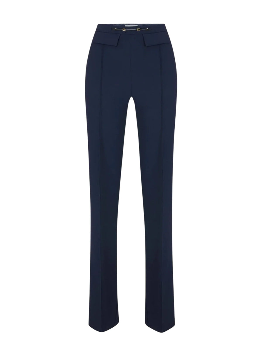 Elisabetta Franchi pantaloni a zampa in tessuto crepe blu PA19666 H88 ELISABETTA FRANCHI 