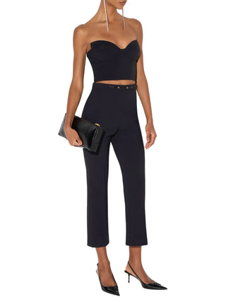 Elisabetta Franchi pantaloni donna trumpet crop in crepe nero PA19866 110 ELISABETTA FRANCHI 