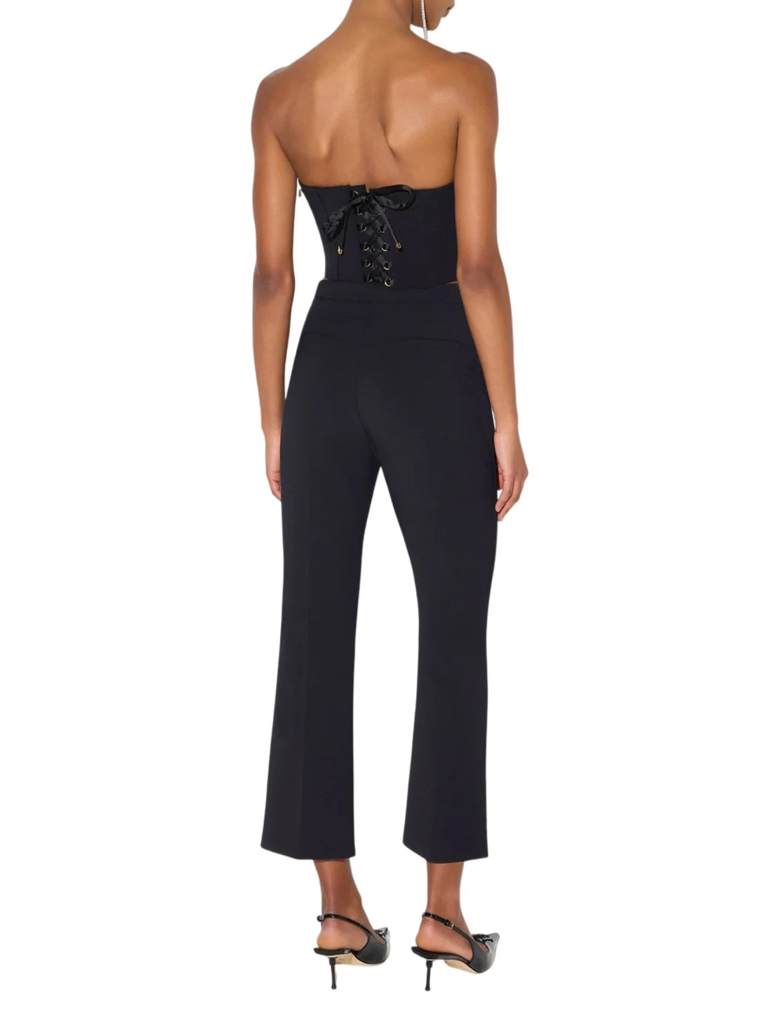 Elisabetta Franchi pantaloni donna trumpet crop in crepe nero