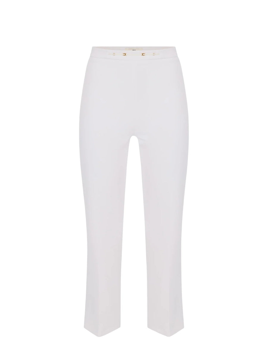 Elisabetta Franchi pantaloni donna trumpet crop in crepe avorio