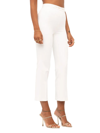 Elisabetta Franchi pantaloni donna trumpet crop in crepe avorio PA19866 360 ELISABETTA FRANCHI 