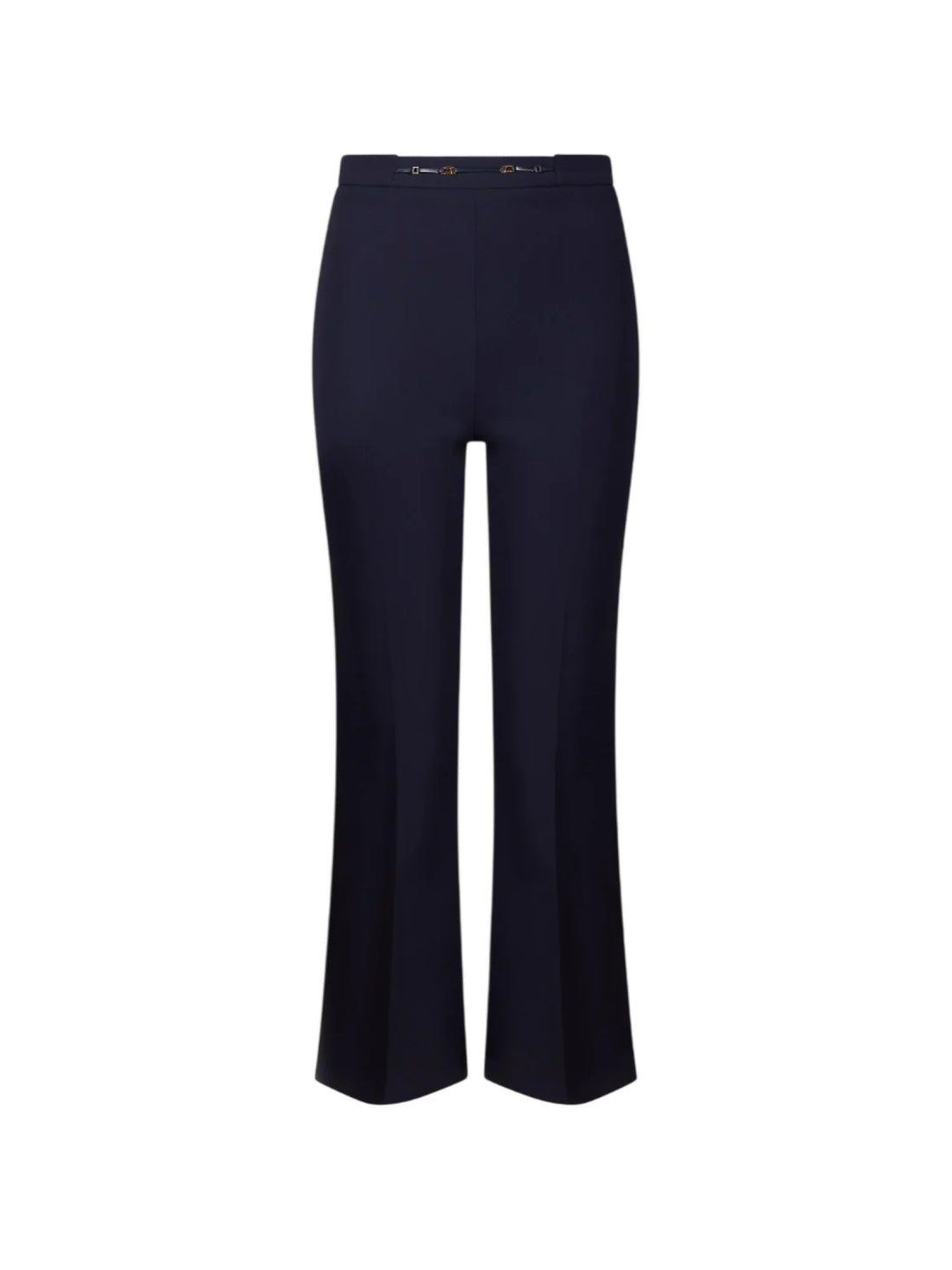 Elisabetta Franchi pantaloni donna trumpet crop in crepe blu