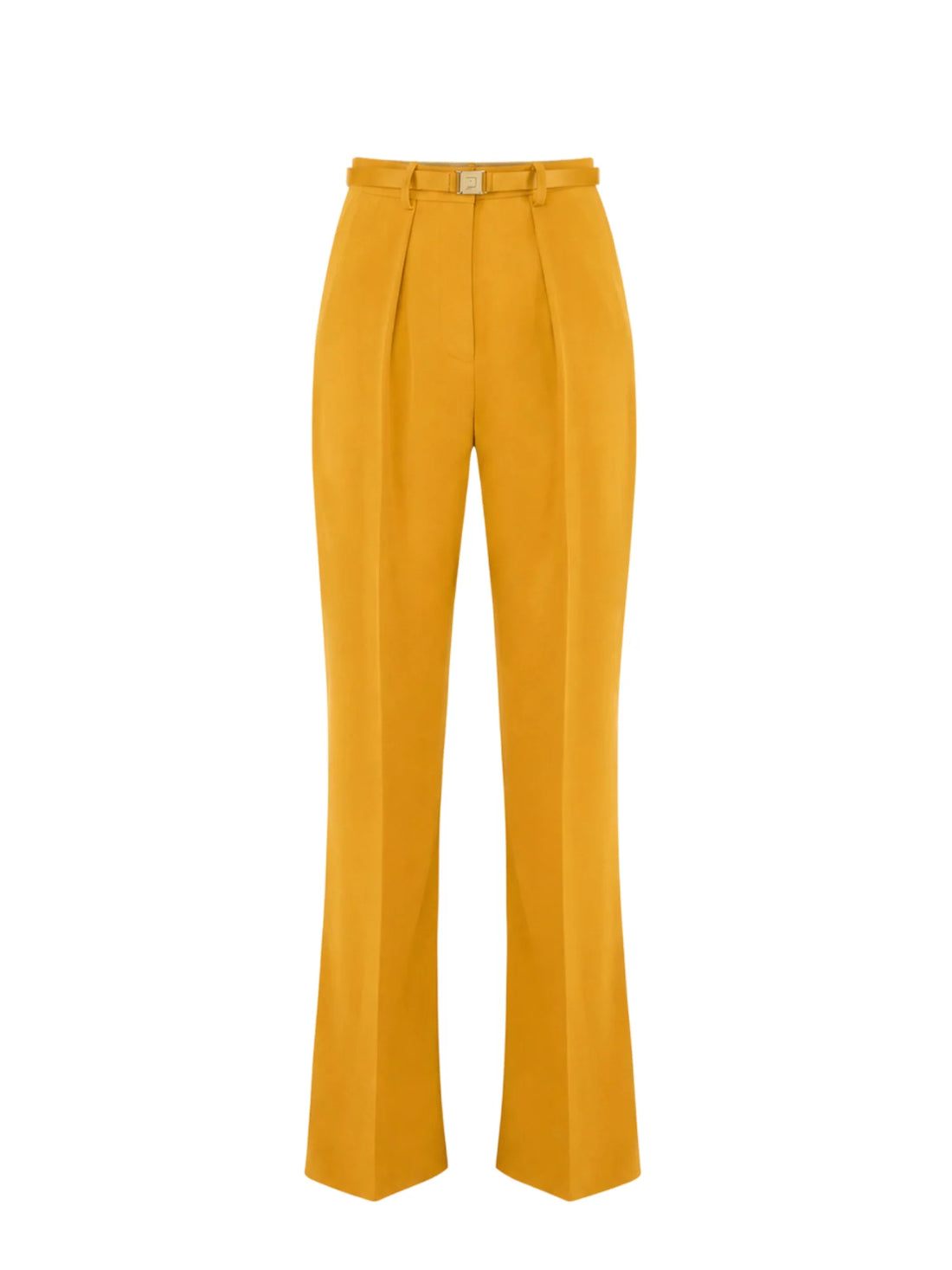 Elisabetta Franchi pantaloni palazzo con pinces e cintura giallo ambra