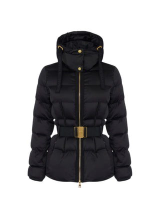 Elisabetta Franchi piumino donna con cappuccio e cintura nero PI92D66 110 ELISABETTA FRANCHI 