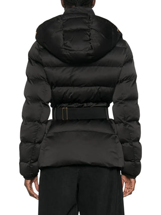 Elisabetta Franchi piumino donna con cappuccio e cintura nero PI92D66 110 ELISABETTA FRANCHI 