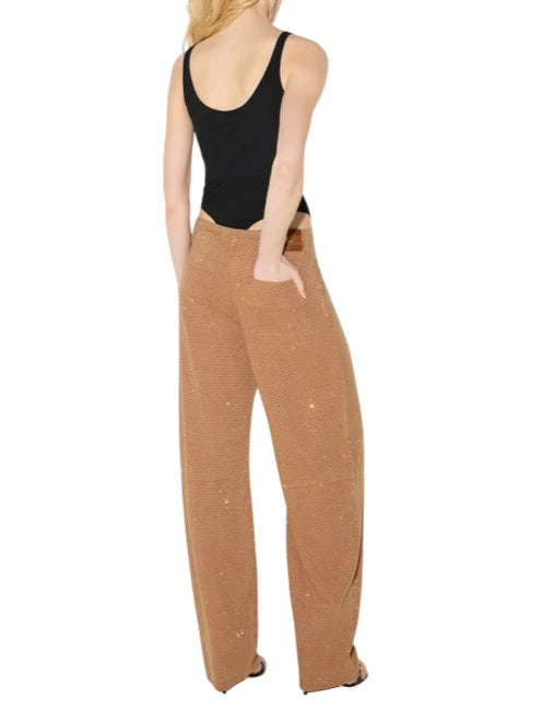 Elisabetta Franchi jeans ballon donna con strass marrone