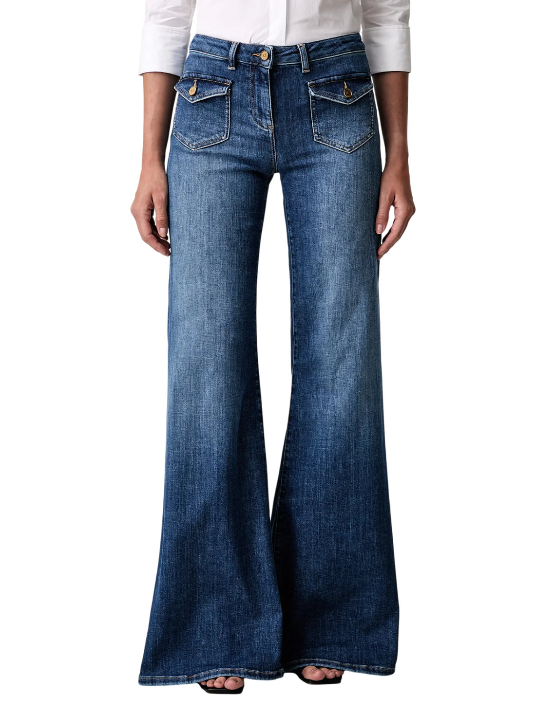 Elisabetta Franchi jeans a zampa con tasche lavaggio medio
