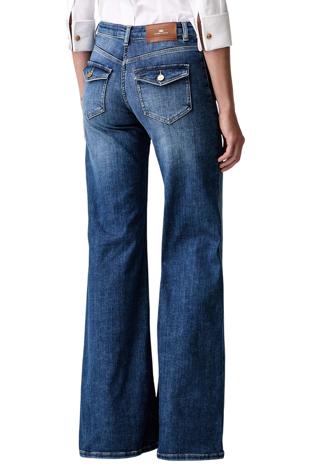 Elisabetta Franchi jeans a zampa con tasche lavaggio medio