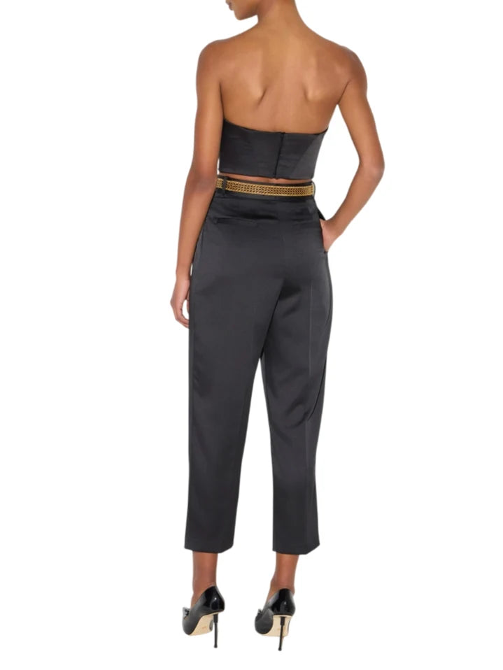 Elisabetta Franchi top crop in raso donna nero
