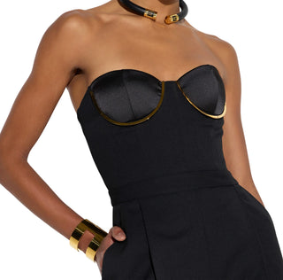 Elisabetta Franchi tuta jumpsuit lunga in tessuto fresca lana nero TU07567 110 ELISABETTA FRANCHI 