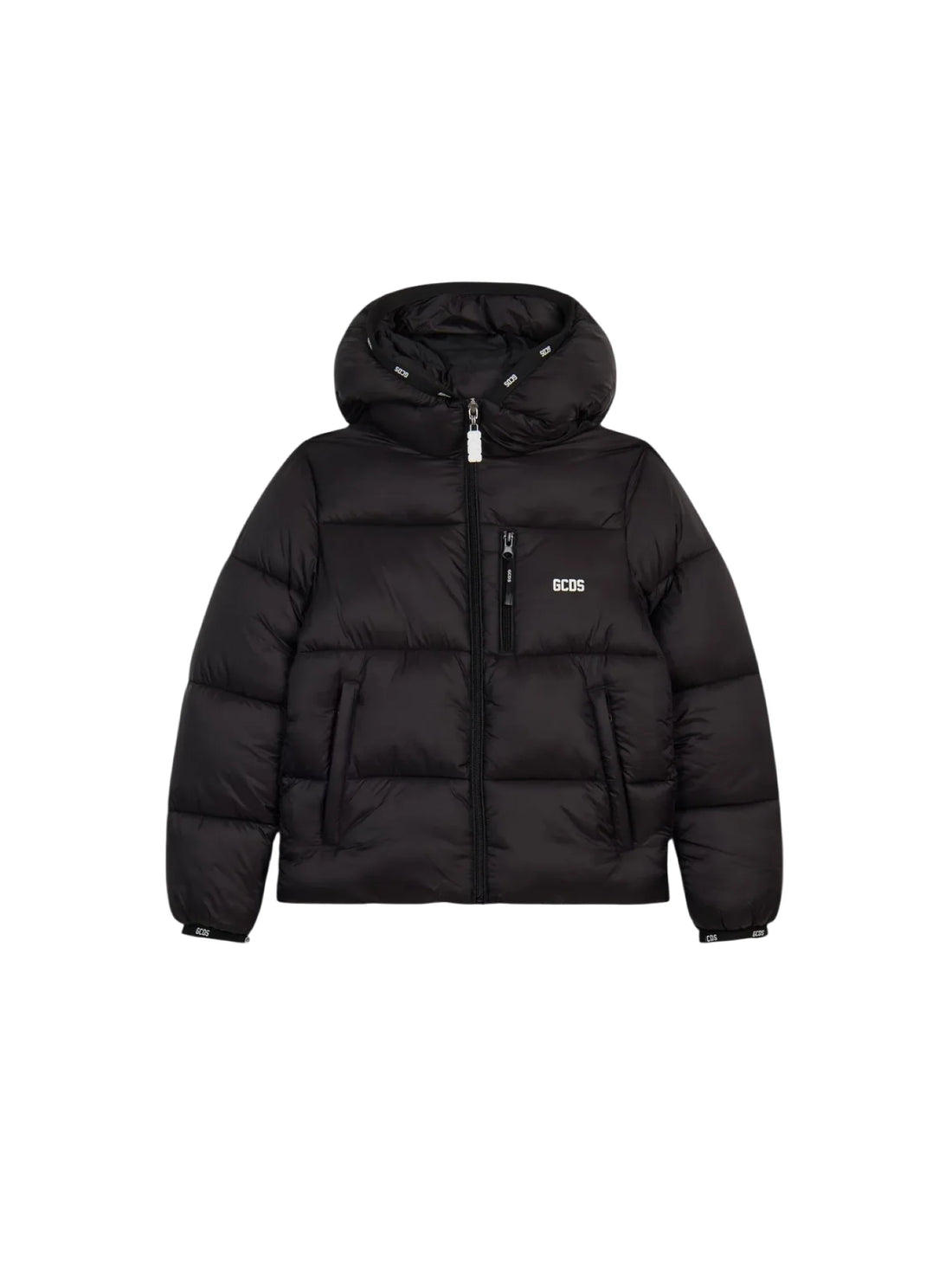 GCDS piumino con cappuccio unisex bambino nero