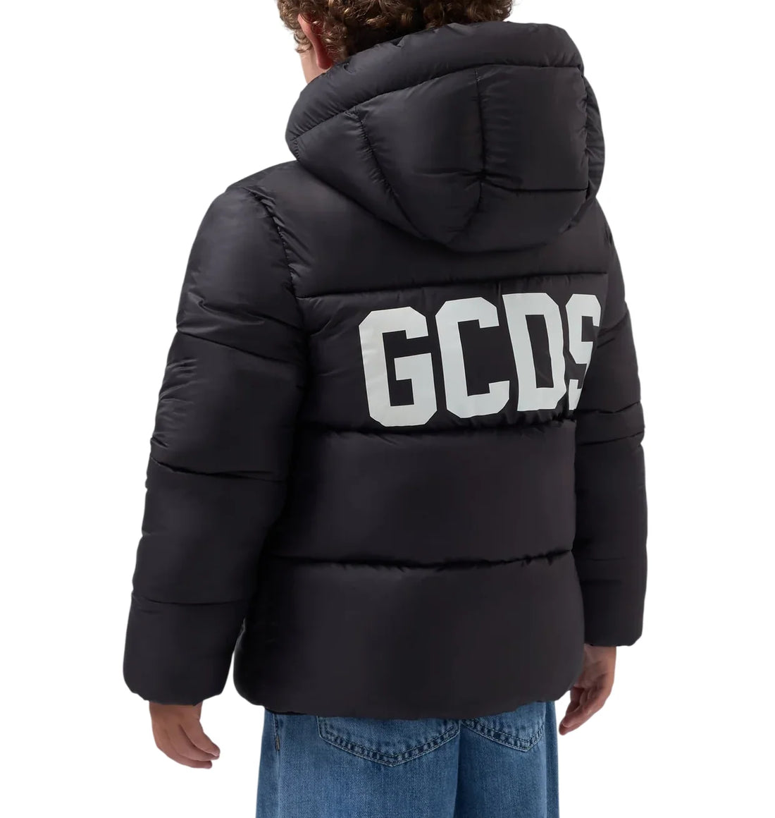 GCDS piumino con cappuccio unisex bambino nero