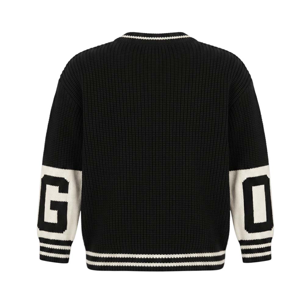 GCDS cardigan unisex  bambino con banda logo jacquard nero