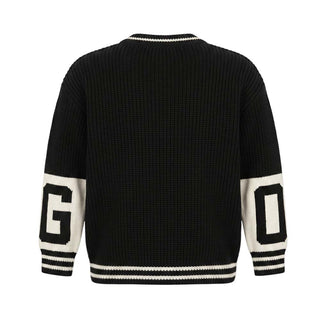 GCDS cardigan unisex  bambino con banda logo jacquard nero C2BJQF590K347 999A GCDS