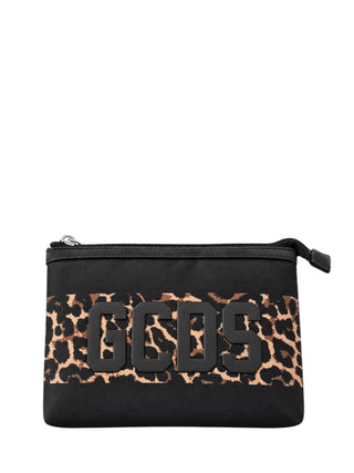 GCDS pochette bambina in nylon con banda logo animalier nero C2GJQW719T357 999M GCDS