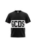 GCDS T-shirt bambino con banda logo nero bianco