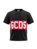 GCDS T-shirt bambino con banda logo nero rosso