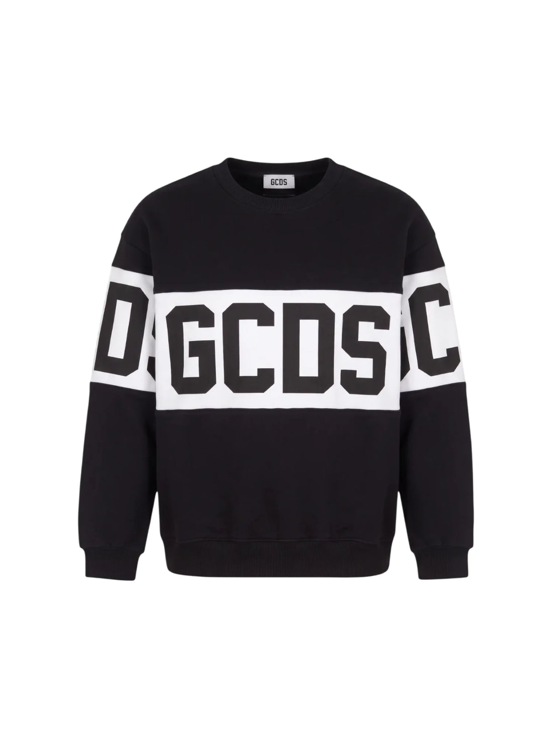Gcds felpa unisex bambino con banda logo nero bianco