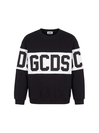 Gcds felpa unisex bambino con banda logo nero bianco Z0UJQE584F004 999A GCDS