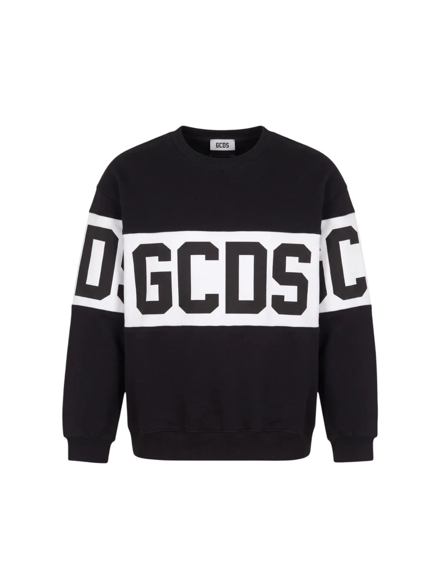 Gcds felpa unisex bambino con banda logo nero bianco Z0UJQE584F004 999A GCDS