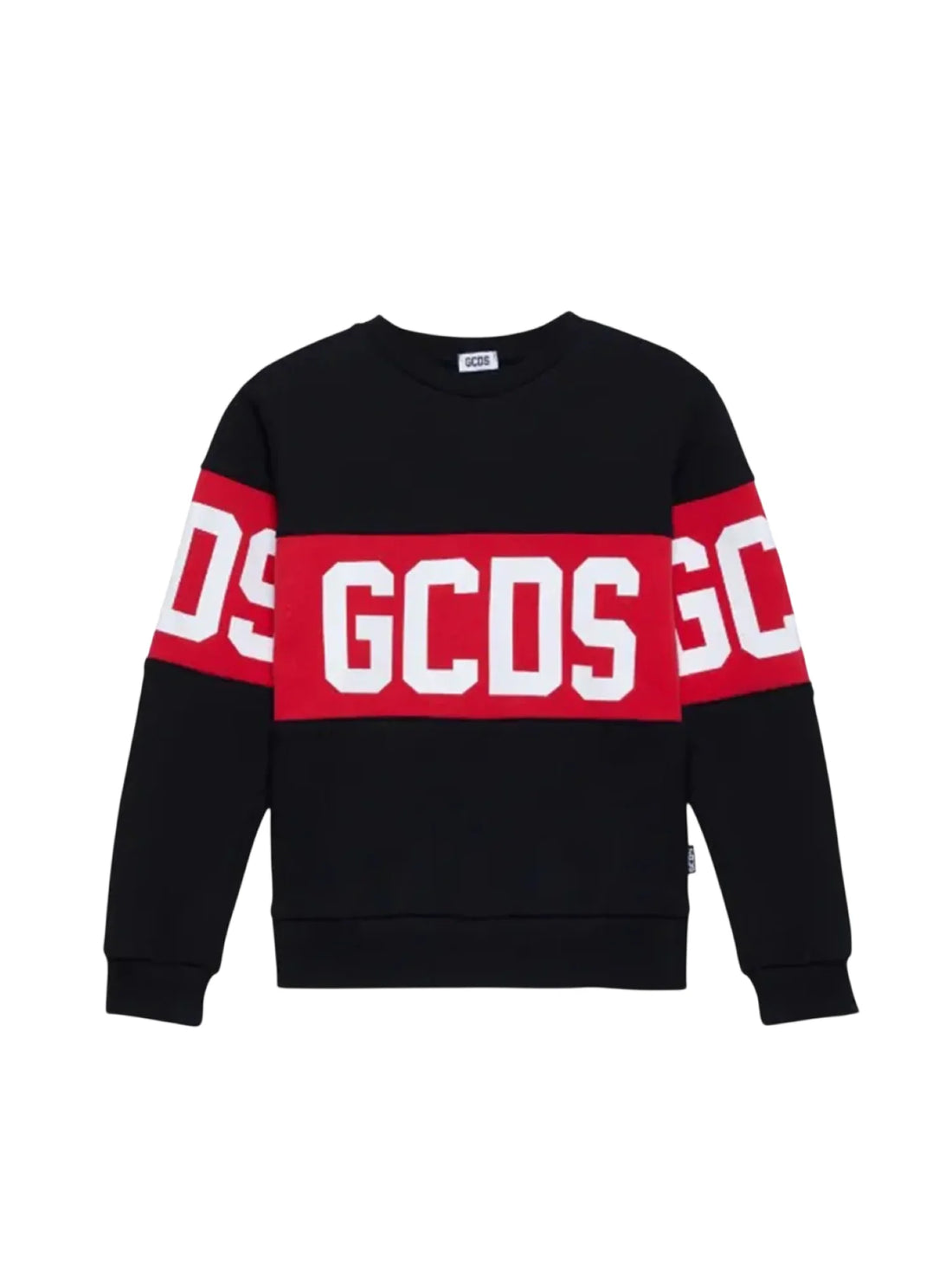 Gcds felpa unisex bambino con banda logo nero rosso