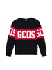 Gcds felpa unisex bambino con banda logo nero rosso