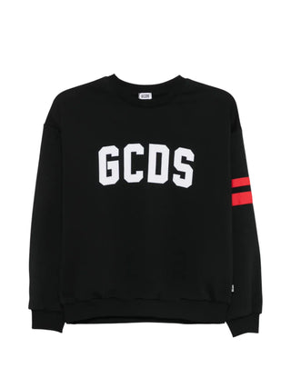 GCDS felpa bambino con bande e logo nero Z0UJQE591F004 999R GCDS