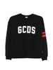 GCDS felpa bambino con bande e logo nero