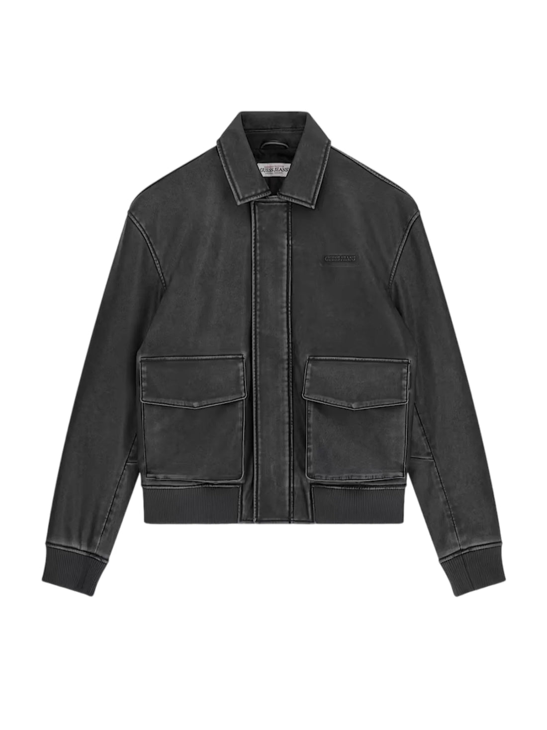 Guess giubbino uomo in ecopelle stonewashed nero