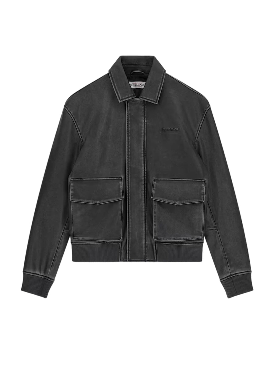 Guess giubbino uomo in ecopelle stonewashed nero M6BL71K7176 FJG4 GUESS 