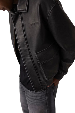 Guess giubbino uomo in ecopelle stonewashed nero M6BL71K7176 FJG4 GUESS