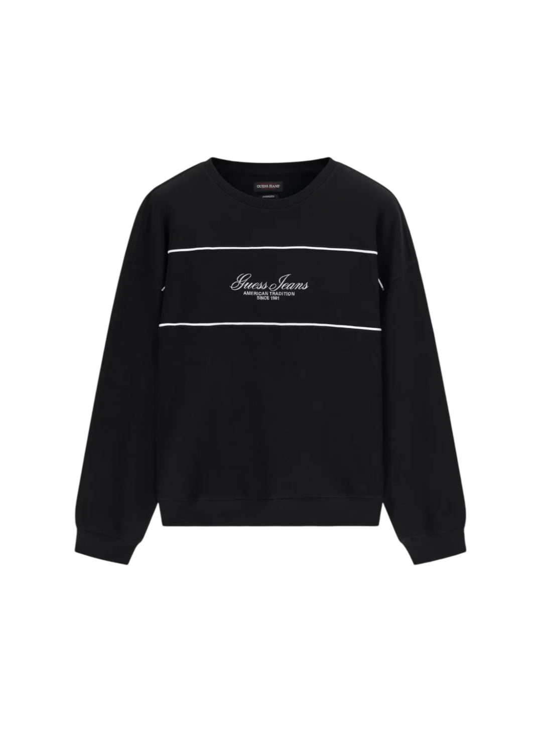 Guess felpa uomo oversize con ricamo logo nero