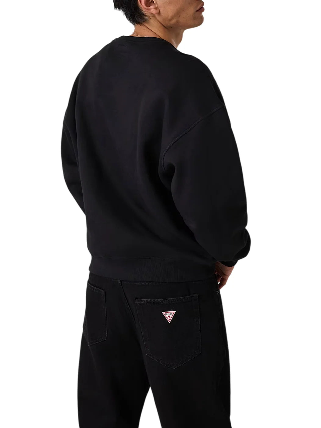 Guess felpa uomo oversize con ricamo logo nero