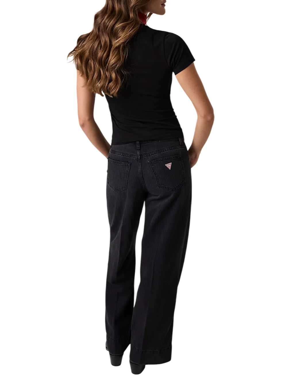 Guess T-shirt donna manica corta stampa logo nero