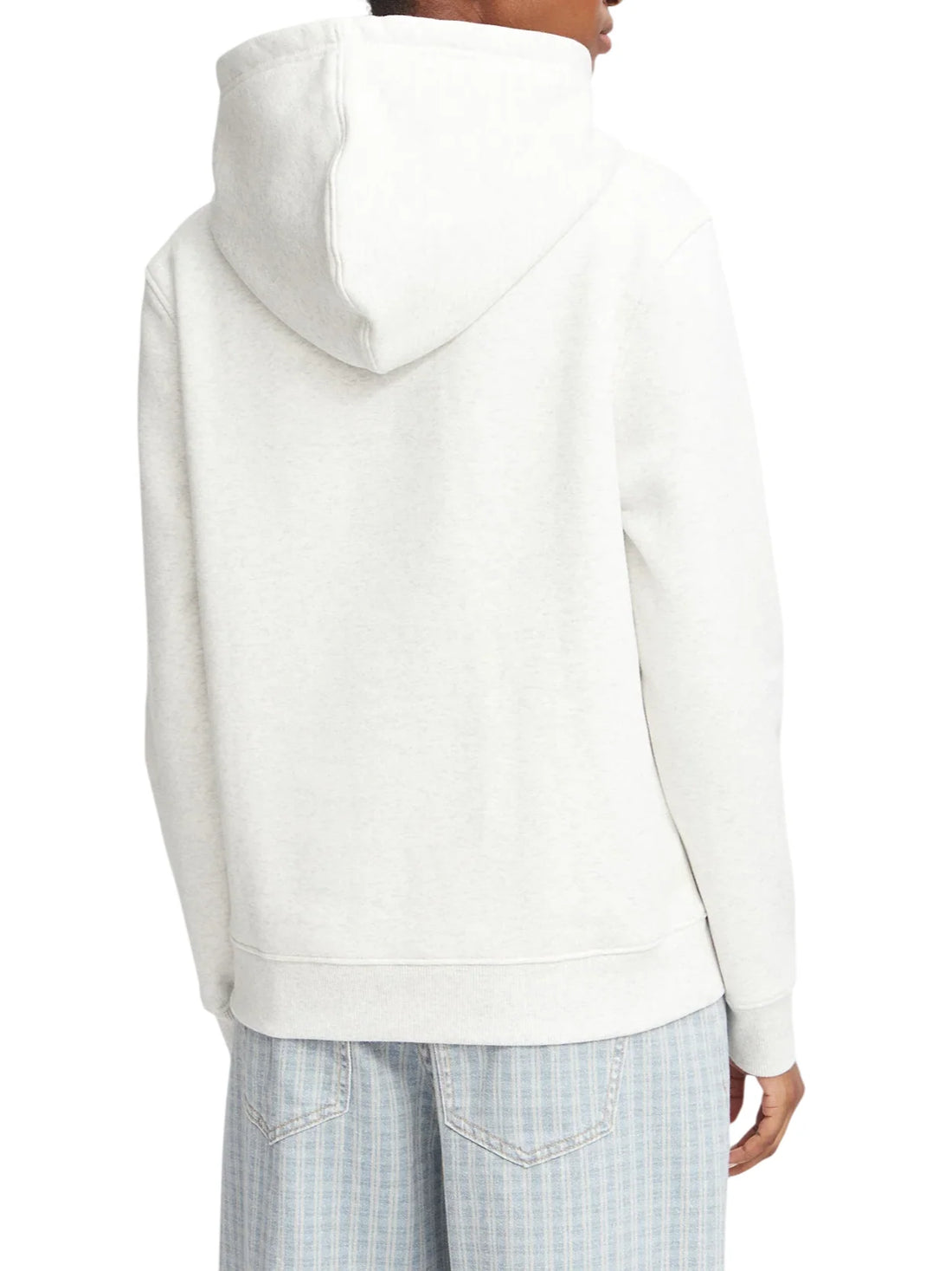 Guess felpa donna con cappuccio ricamo logo grigio melange