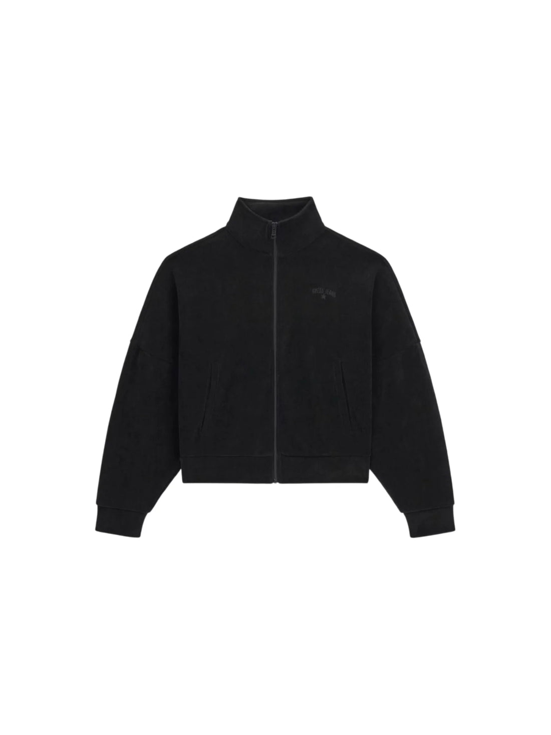 Guess felpa con zip donna in velluto millerighe nero