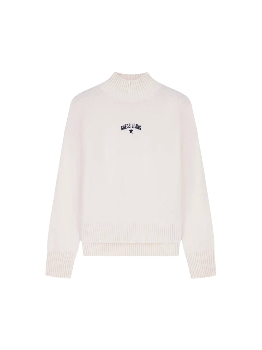 Guess maglia dolcevita donna con logo panna