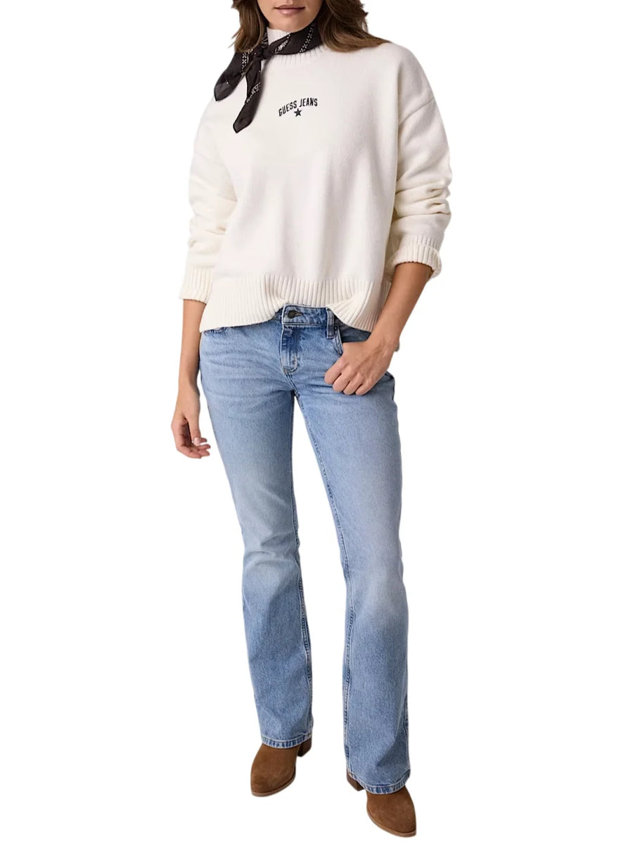 Guess maglia dolcevita donna con logo panna