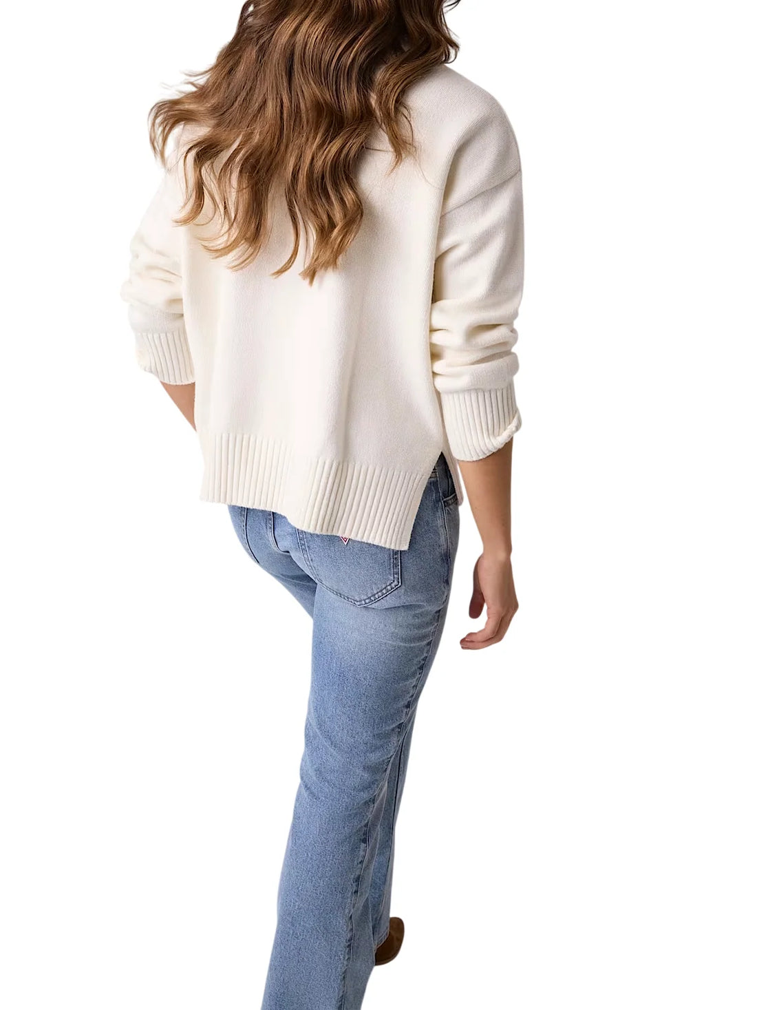 Guess maglia dolcevita donna con logo panna